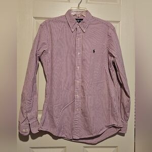 Ralph Lauren Purplr and White Striped Button Down Shirt Sz 16 34/35